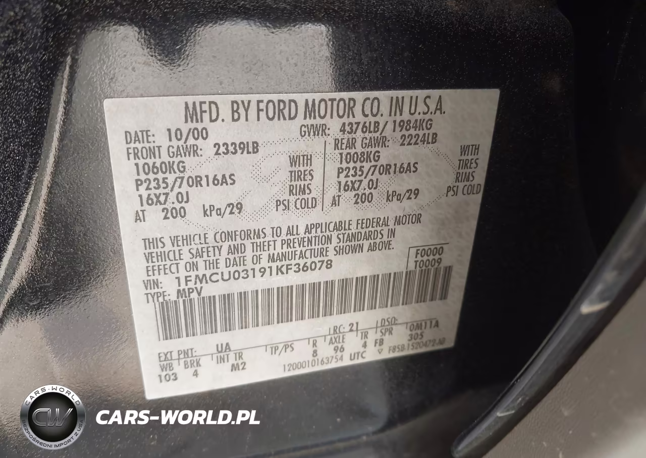2001 Ford Escape Xlt VIN:1FMCU03191KF36078 - 9