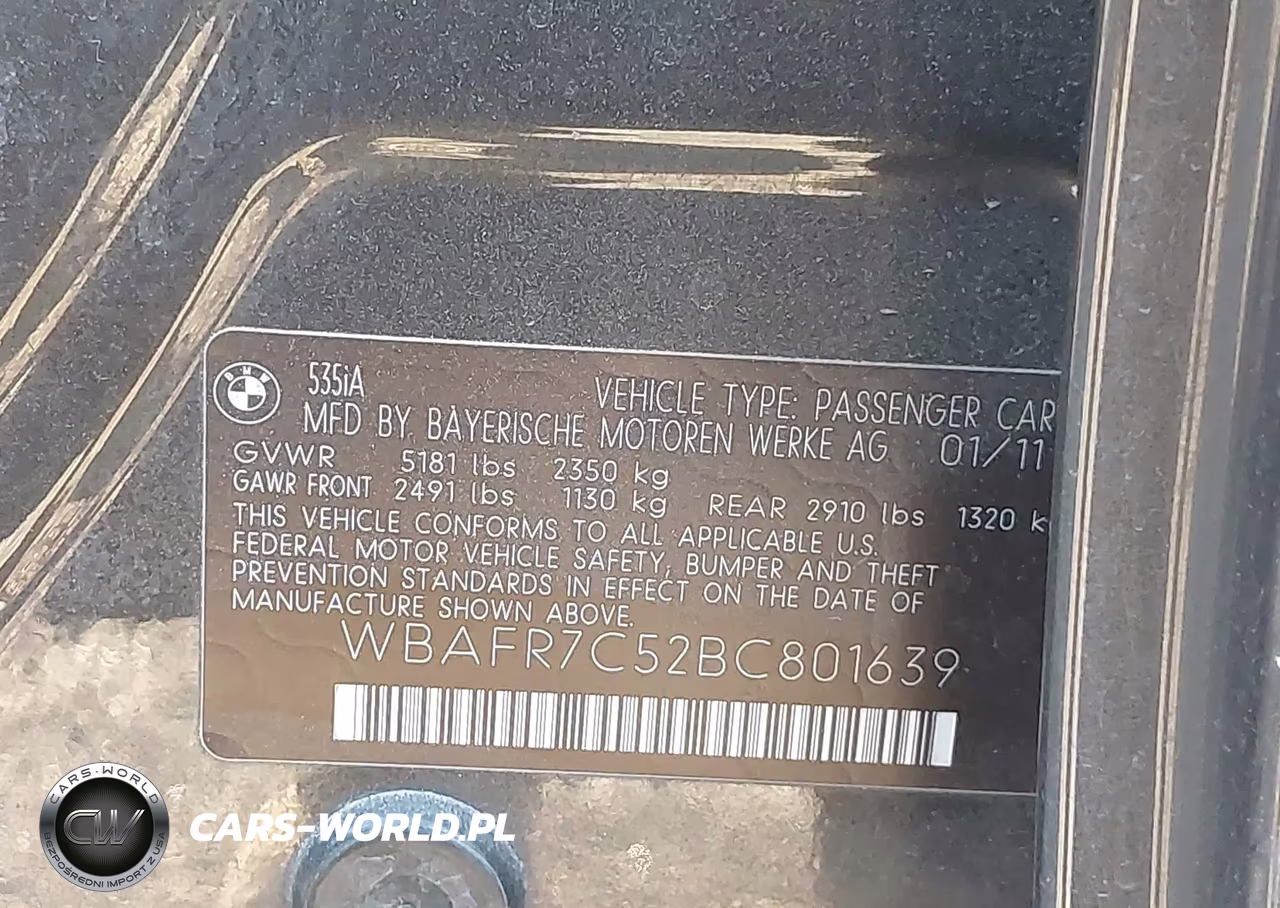 2011 BMW 535I VIN:WBAFR7C52BC801639 - 9