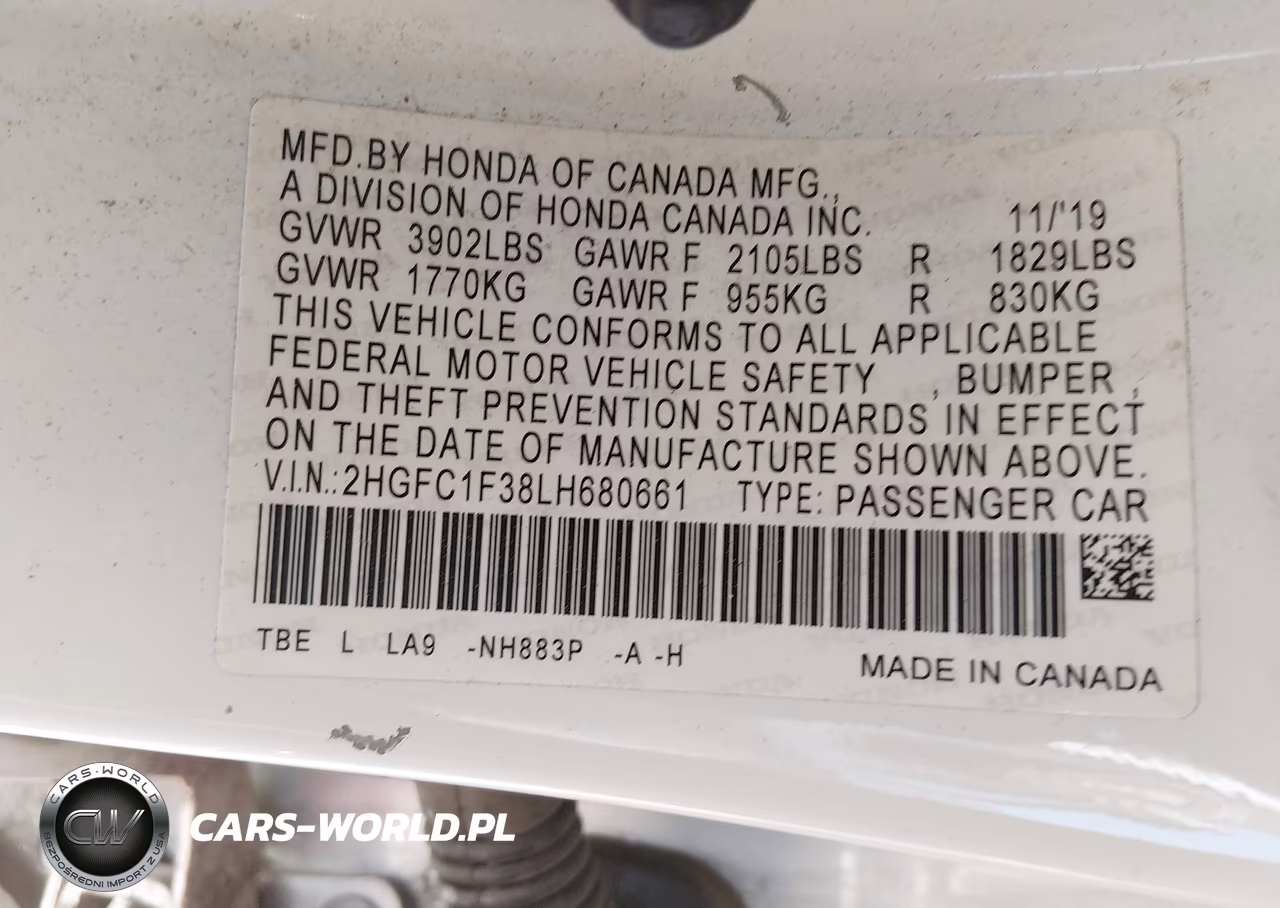 2020 Honda Civic Ex VIN:2HGFC1F38LH680661 - 9