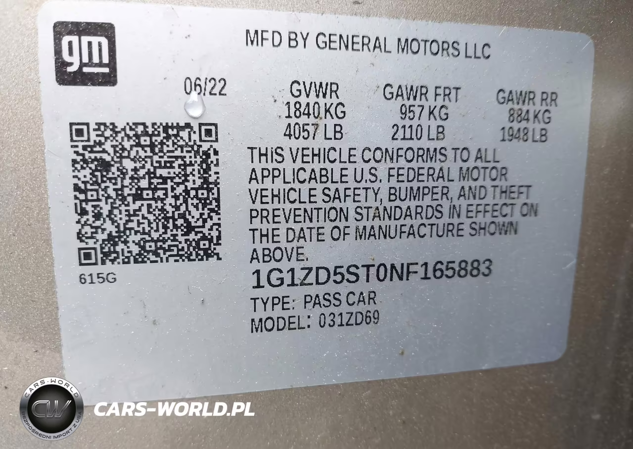 2022 Chevrolet Malibu Fwd Lt VIN:1G1ZD5ST0NF165883 - 9
