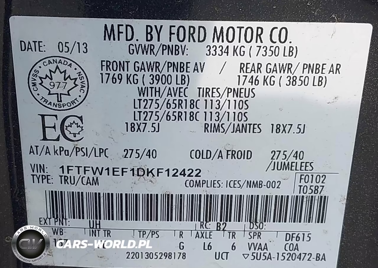 2013 Ford F-150 Fx4 VIN:1FTFW1EF1DKF12422 - 9