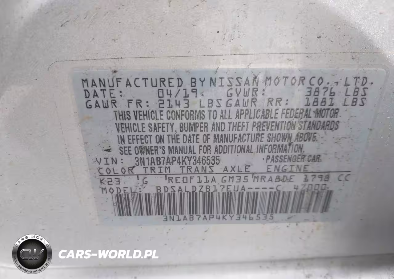 2019 Nissan Sentra Sv VIN:3N1AB7AP4KY346535 - 9