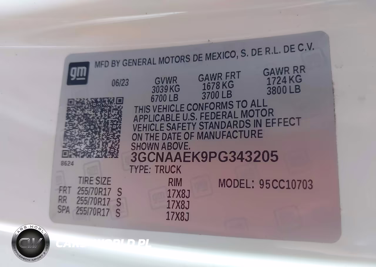 2023 Chevrolet Silverado 1500 2Wd Standard Bed Wt VIN:3GCNAAEK9PG343205 - 9