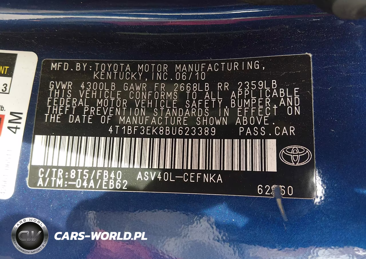 2011 Toyota Camry VIN:4T1BF3EK8BU623389 - 9