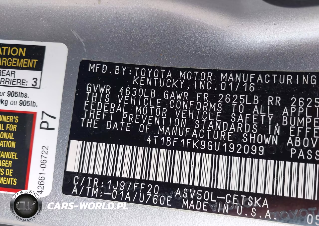 2016 Toyota Camry Se VIN:4T1BF1FK9GU192099 - 9