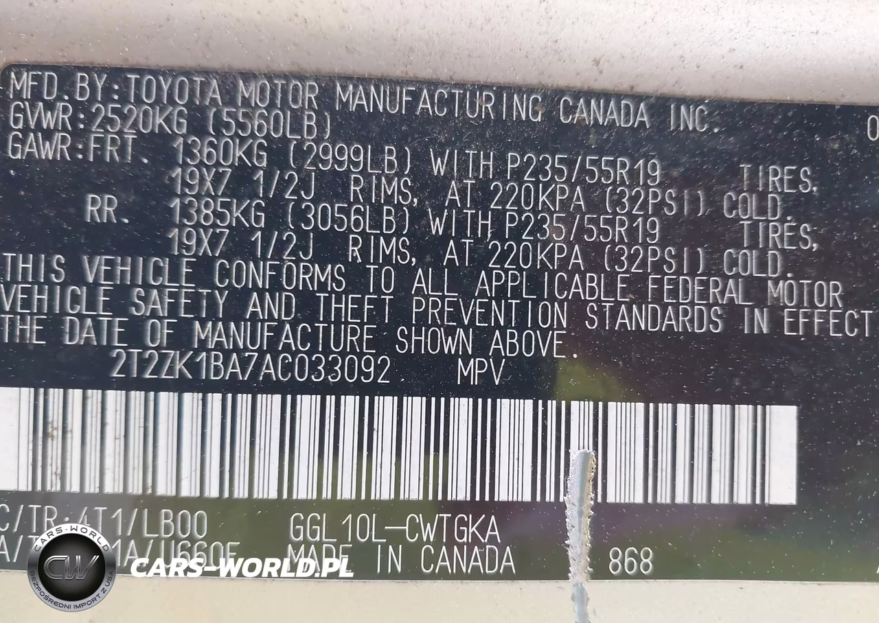 2010 Lexus Rx 350 VIN:2T2ZK1BA7AC033092 - 9