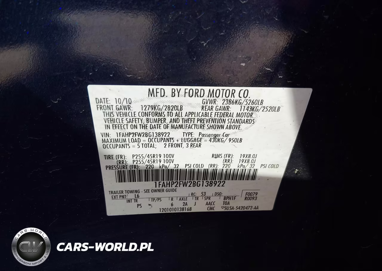 2011 Ford Taurus Limited VIN:1FAHP2FW2BG138922 - 9