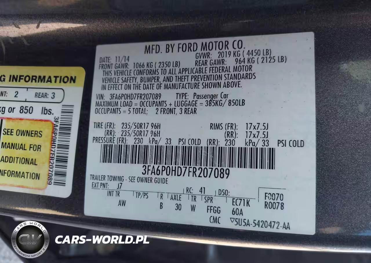 2015 Ford Fusion Se VIN:3FA6P0HD7FR207089 - 9