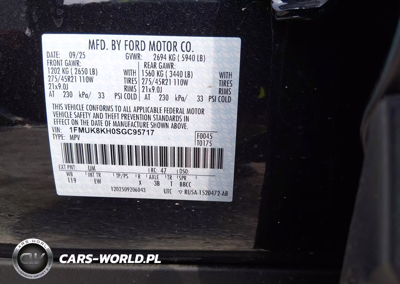 2025 Ford Explorer St-Line VIN:1FMUK8KH0SGC95717 - 9