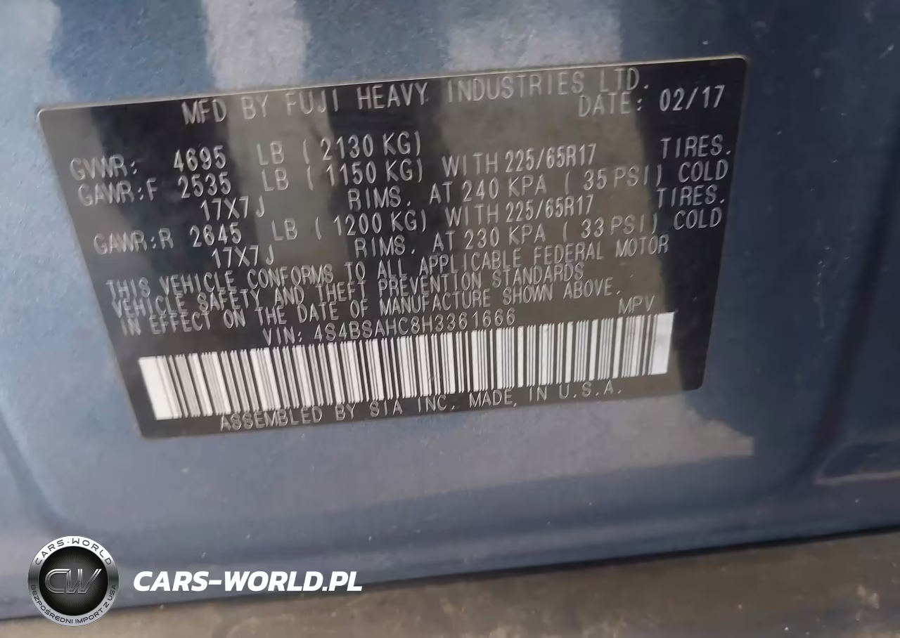 2017 Subaru Outback 2.5I Premium VIN:4S4BSAHC8H3361666 - 9