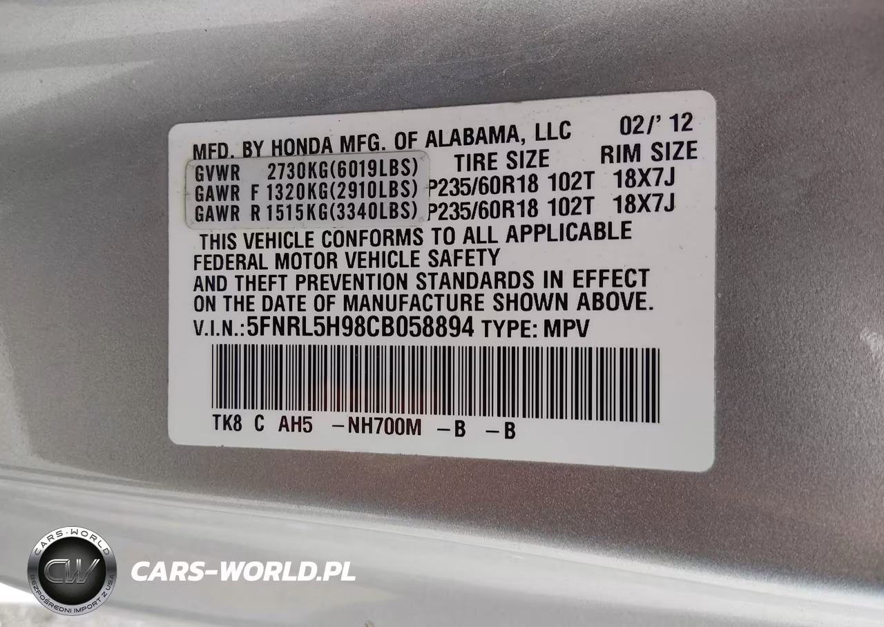 2012 Honda Odyssey Touring-Touring Elite VIN:5FNRL5H98CB058894 - 9