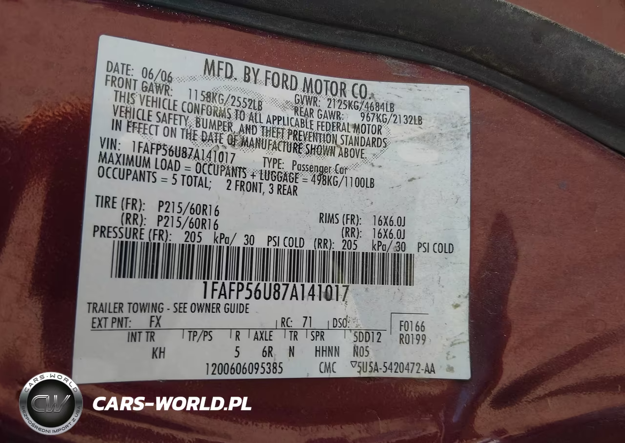 2007 Ford Taurus Sel VIN:1FAFP56U87A141017 - 9