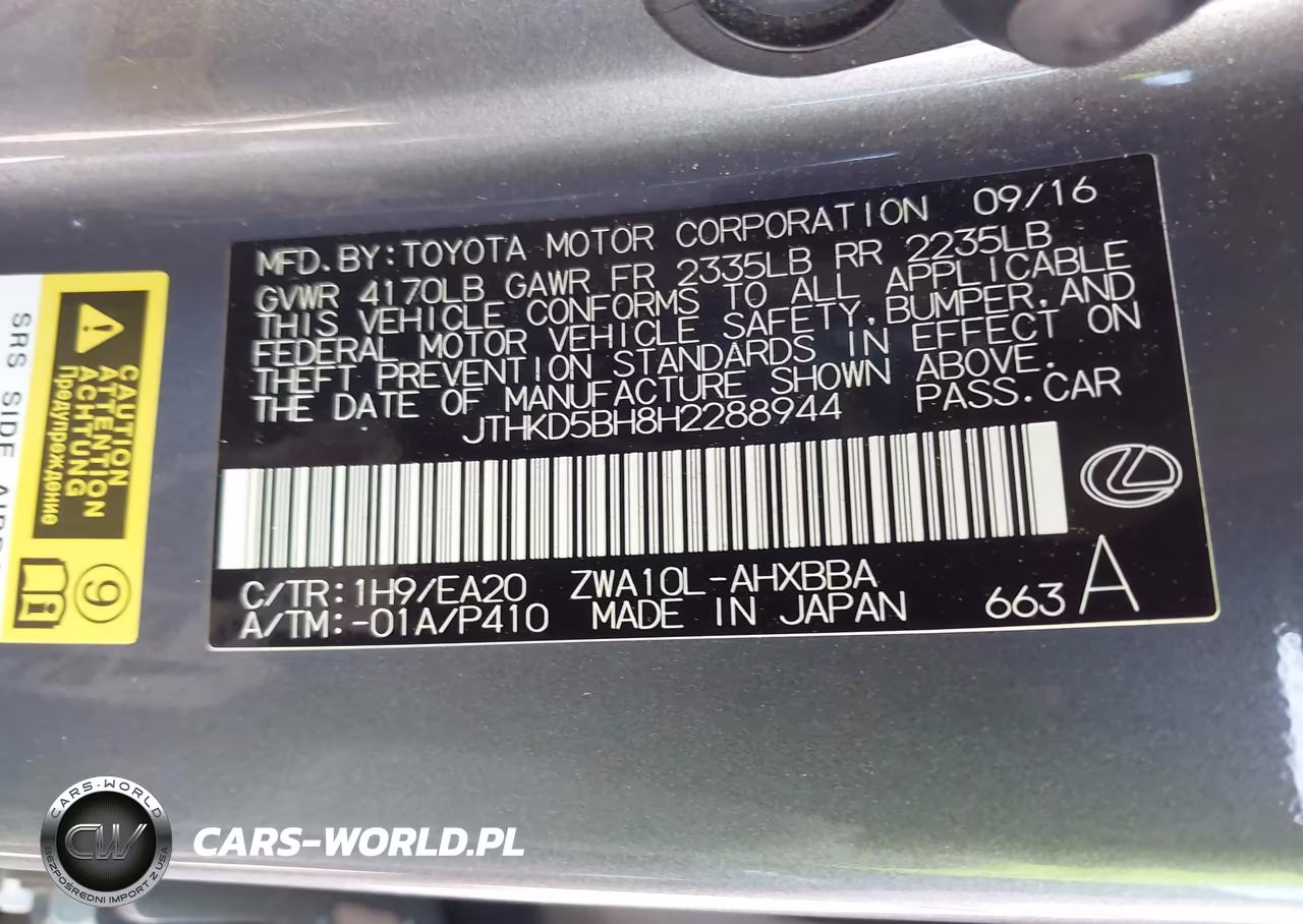 2017 Lexus Ct Ct 200H F Sport VIN:JTHKD5BH8H2288944 - 9