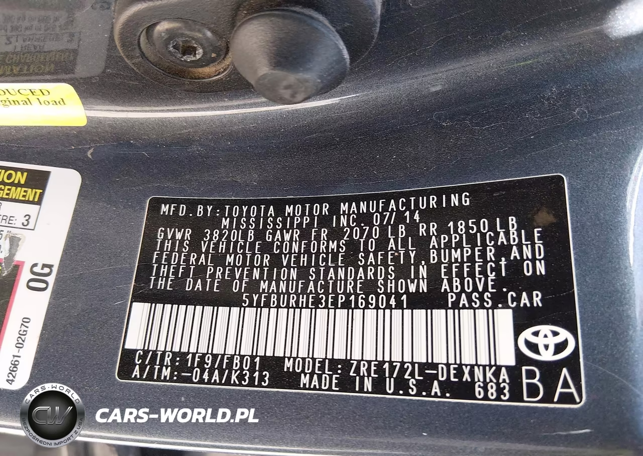 2014 Toyota Corolla Le VIN:5YFBURHE3EP169041 - 9