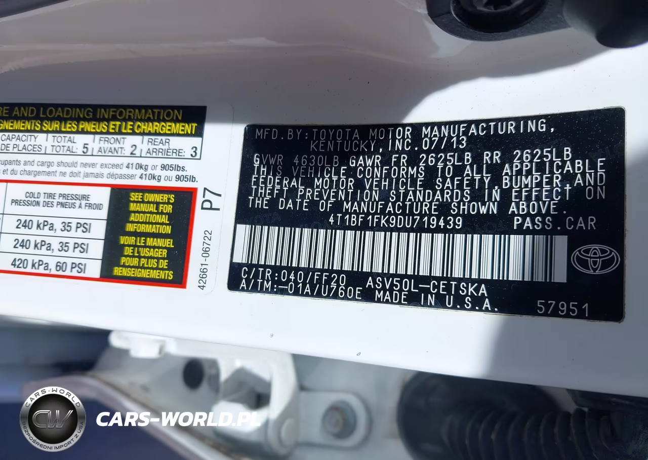 2013 Toyota Camry Se VIN:4T1BF1FK9DU719439 - 9