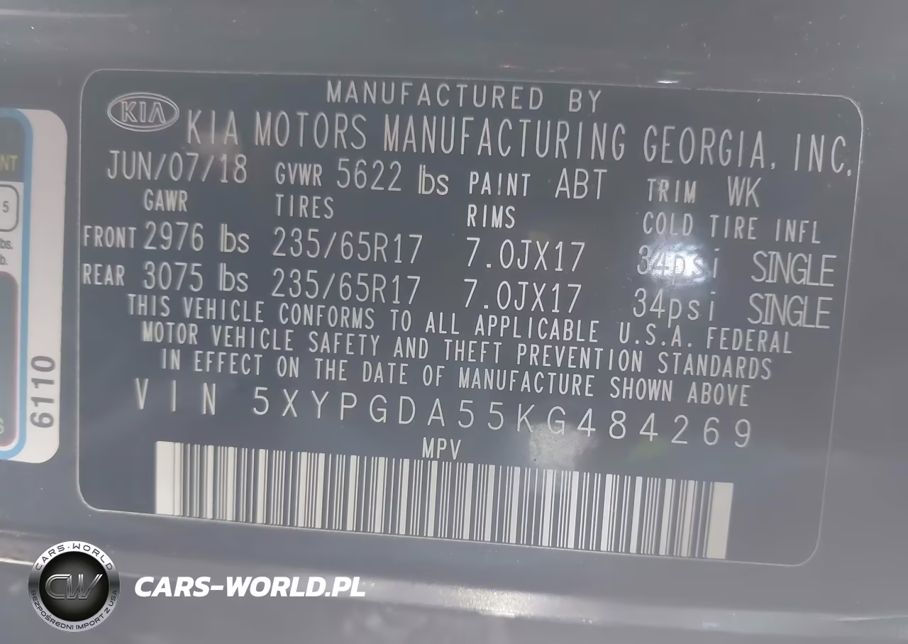 2019 Kia Sorento 3.3L Lx VIN:5XYPGDA55KG484269 - 9