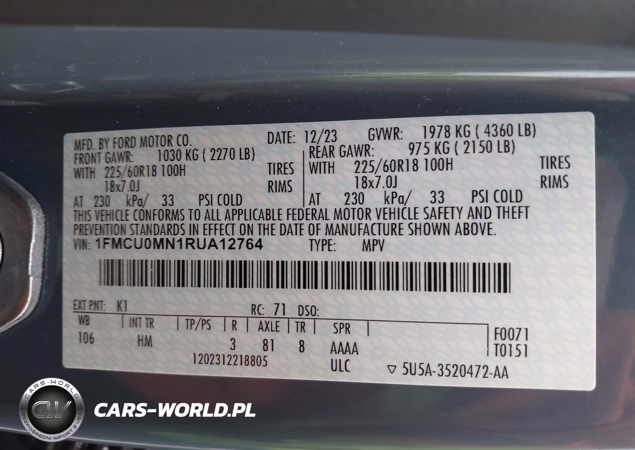 2024 Ford Escape St-Line VIN:1FMCU0MN1RUA12764 - 9