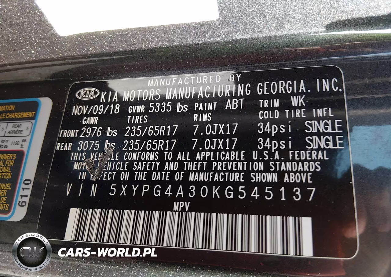 2019 Kia Sorento 2.4L Lx VIN:5XYPG4A30KG545137 - 9