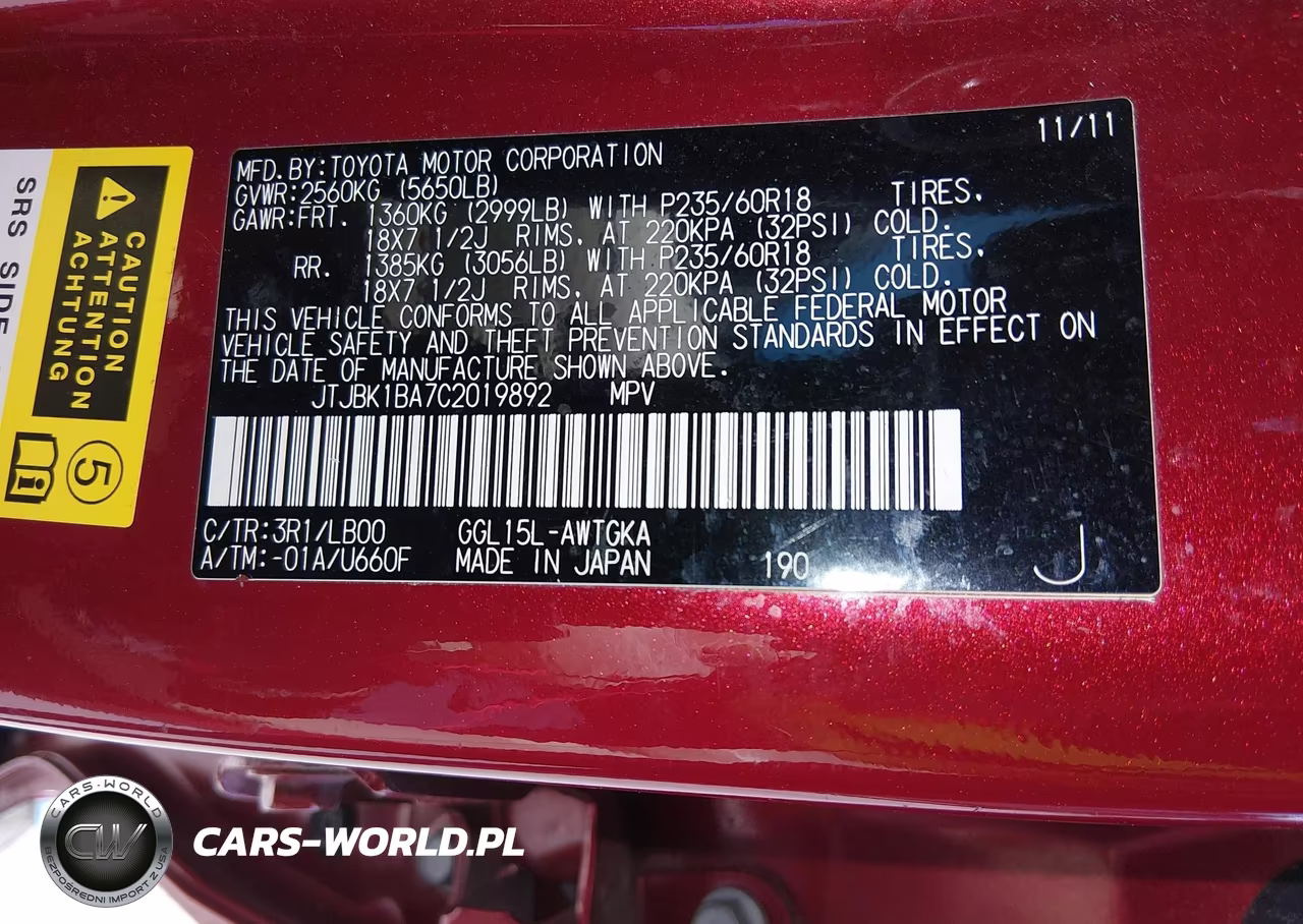 2012 Lexus Rx 350 VIN:JTJBK1BA7C2019892 - 9