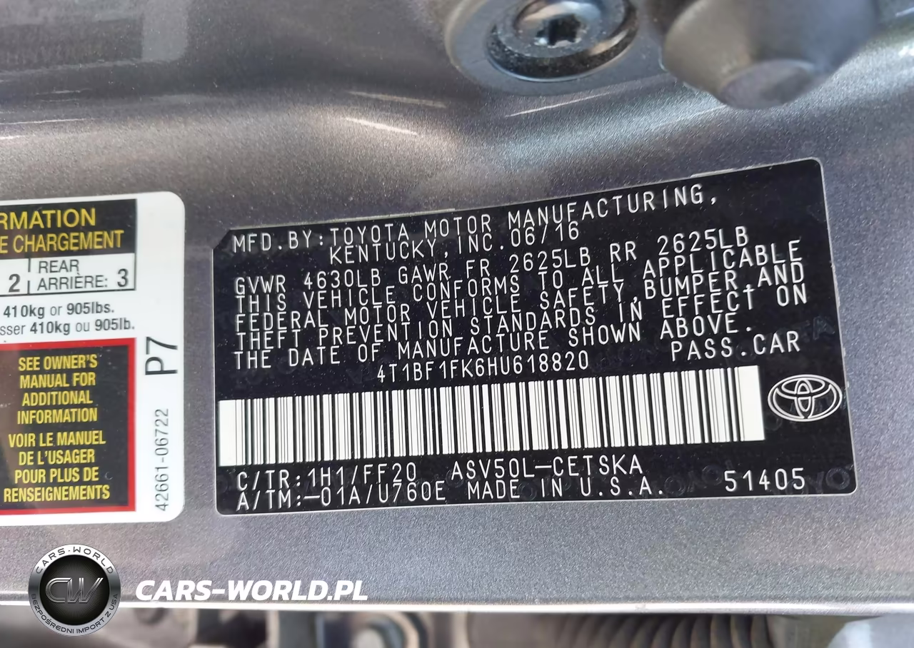 2017 Toyota Camry Se VIN:4T1BF1FK6HU618820 - 9