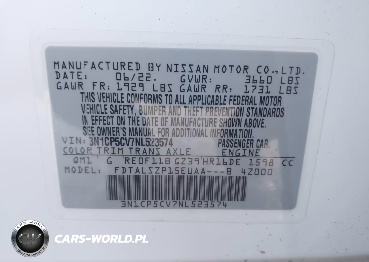 2022 Nissan Kicks Sv Xtronic Cvt VIN:3N1CP5CV7NL523574 - 9