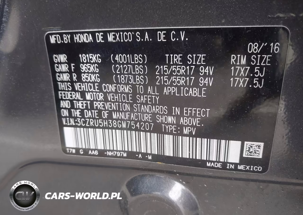 2016 Honda Hr-V Lx VIN:3CZRU5H38GM754207 - 9