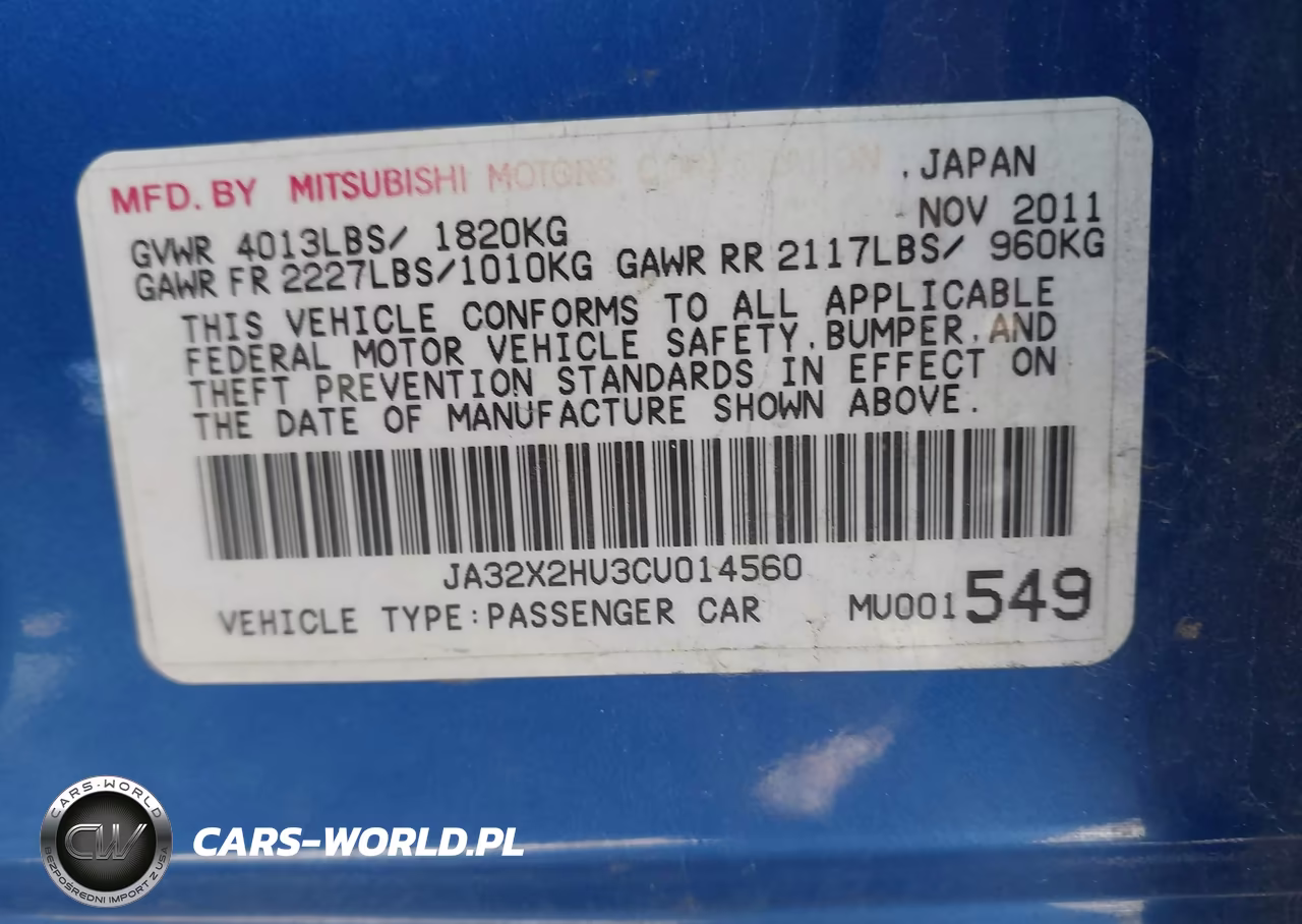 2012 Mitsubishi Lancer Sportback Es VIN:JA32X2HU3CU014560 - 9