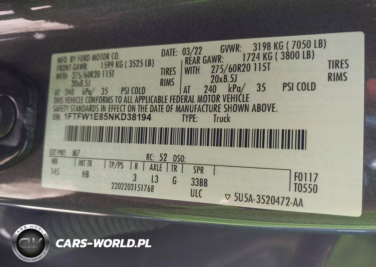 2022 Ford F-150 Lariat VIN:1FTFW1E85NKD38194 - 9
