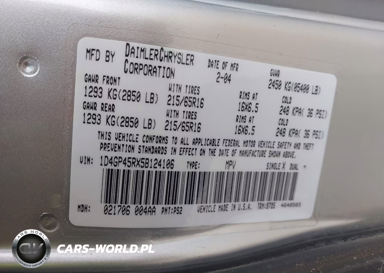 2005 Dodge Caravan Sxt VIN:1D4GP45RX5B124106 - 9