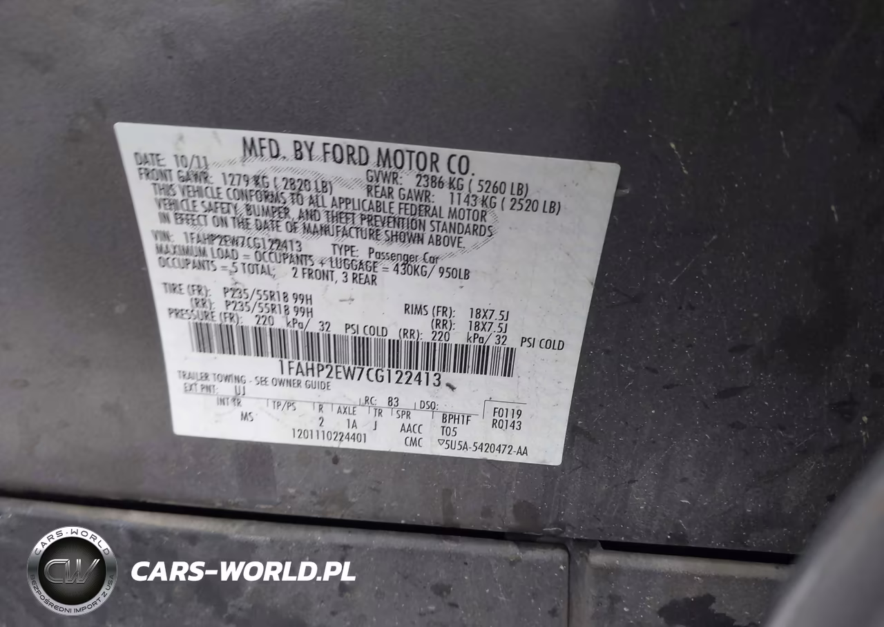 2012 Ford Taurus Sel VIN:1FAHP2EW7CG122413 - 9