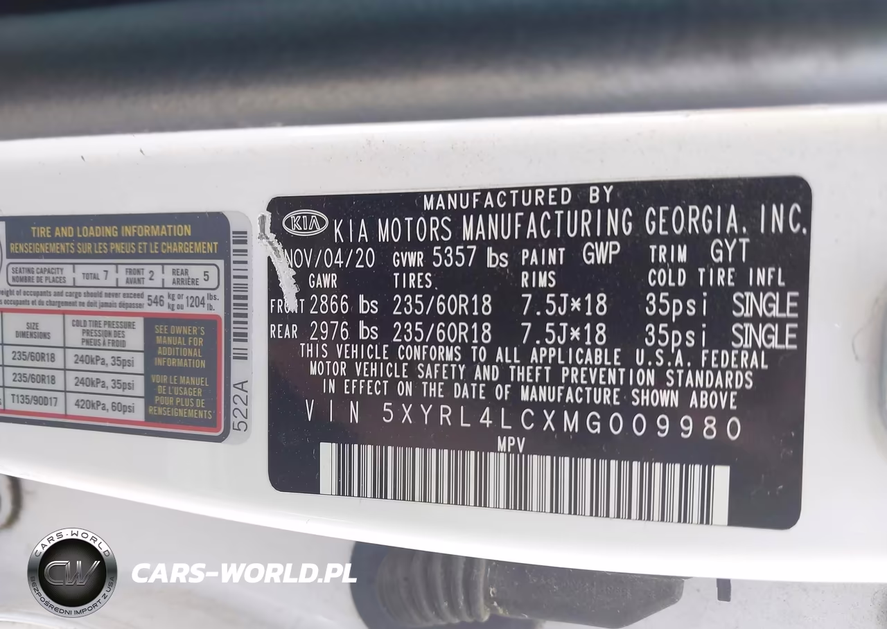 2021 Kia Sorento S VIN:5XYRL4LCXMG009980 - 9