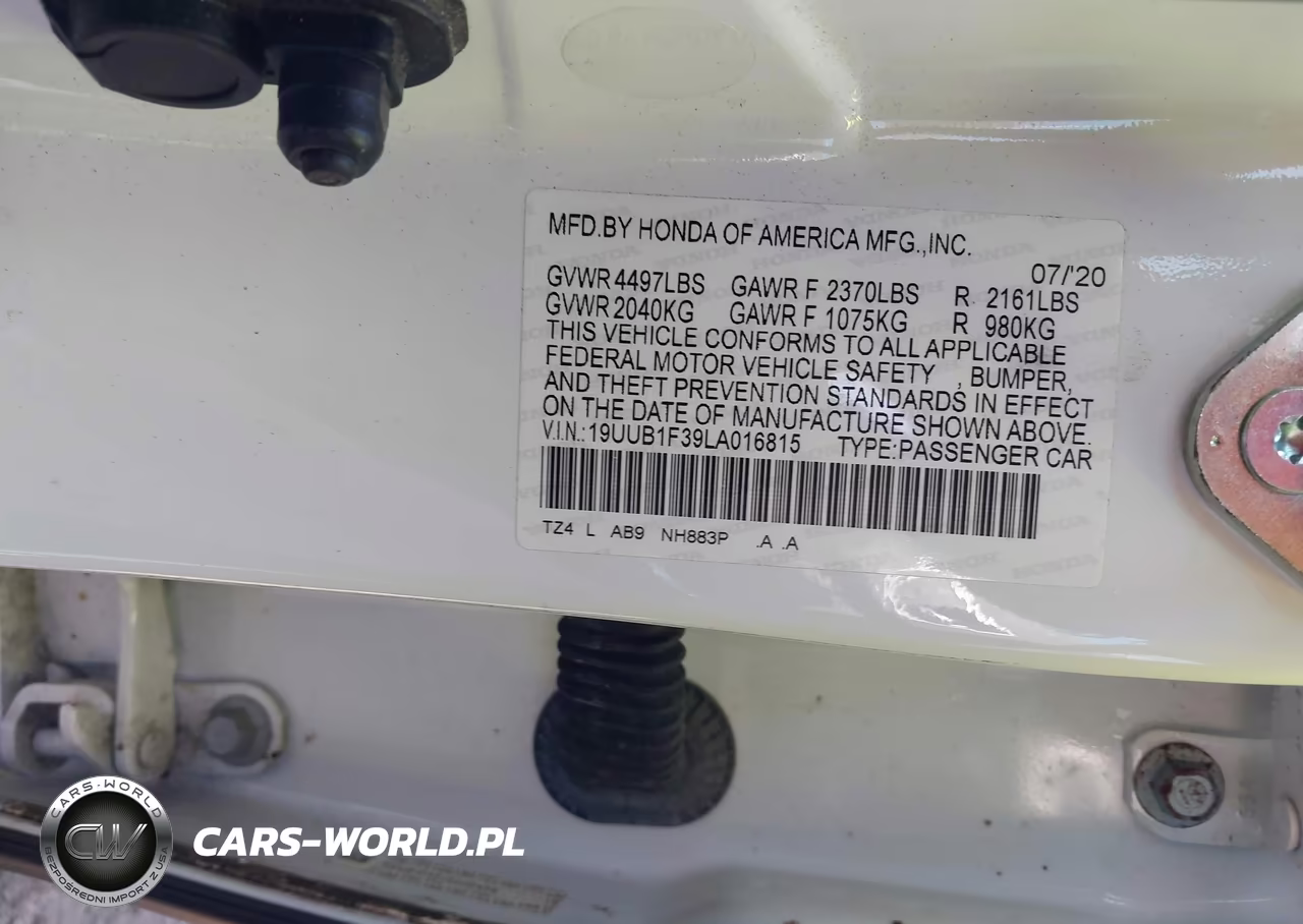 2020 Acura Tlx Standard VIN:19UUB1F39LA016815 - 9