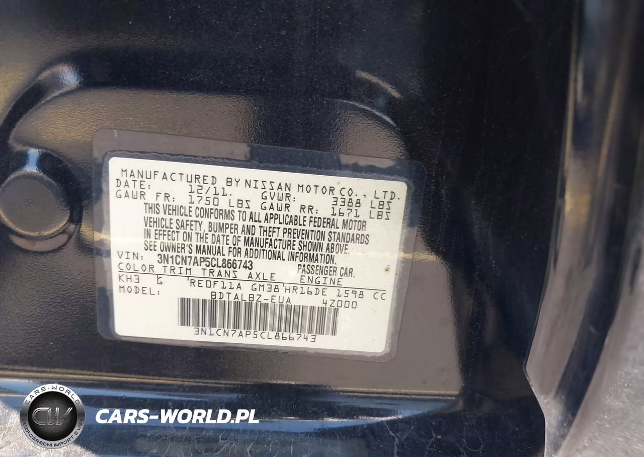2012 Nissan Versa 1.6 Sv VIN:3N1CN7AP5CL866743 - 9