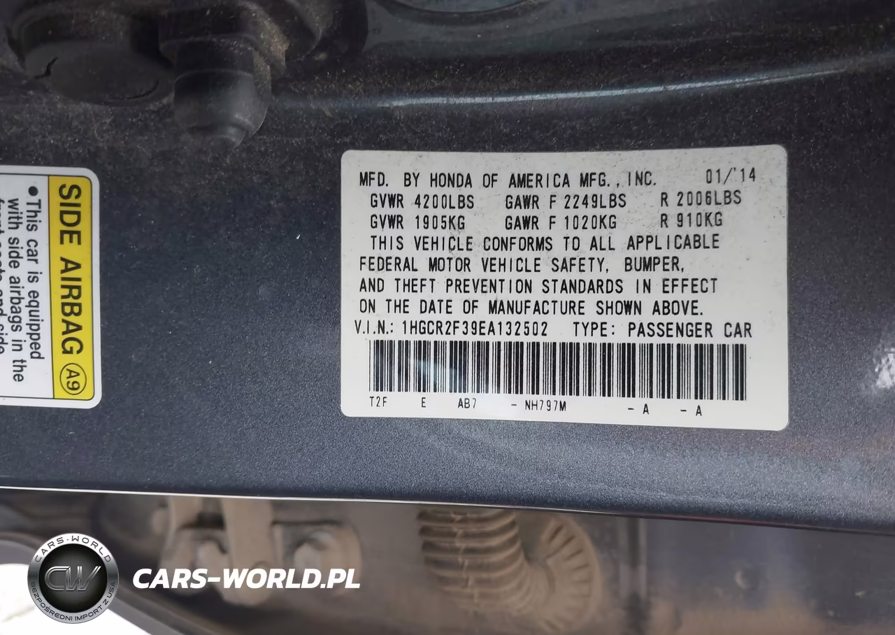 2014 Honda Accord Lx VIN:1HGCR2F39EA132502 - 9