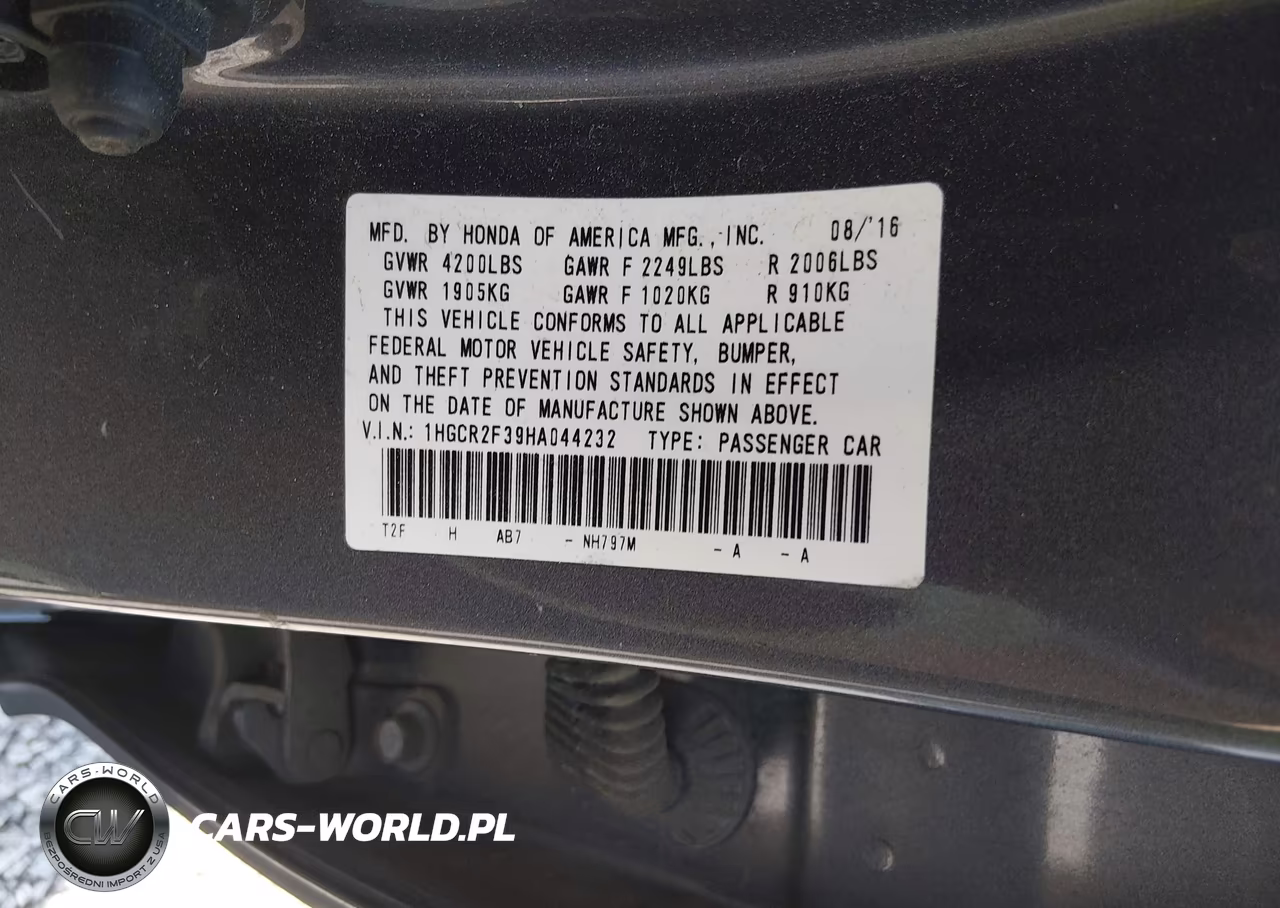 2017 Honda Accord Lx VIN:1HGCR2F39HA044232 - 9