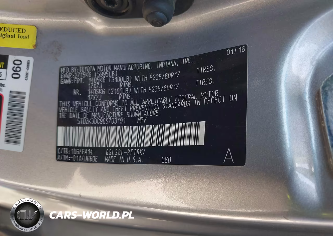 2016 Toyota Sienna L 7 Passenger VIN:5TDZK3DC9GS703191 - 9
