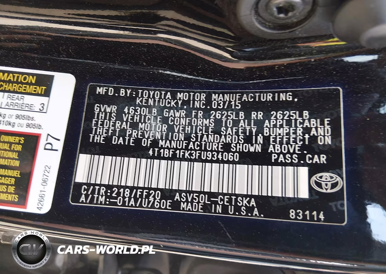 2015 Toyota Camry Se VIN:4T1BF1FK3FU934060 - 9