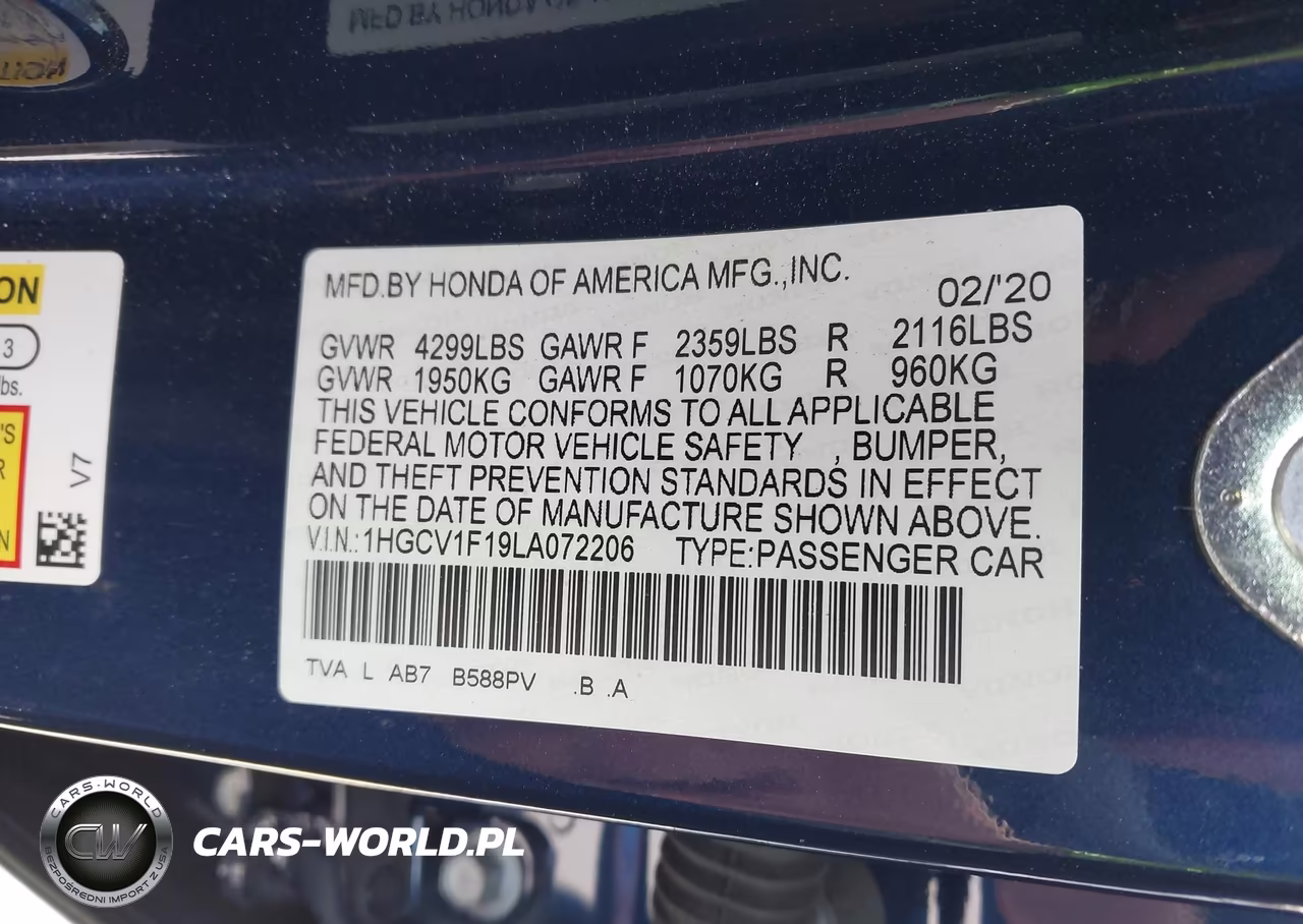 2020 Honda Accord Lx VIN:1HGCV1F19LA072206 - 9