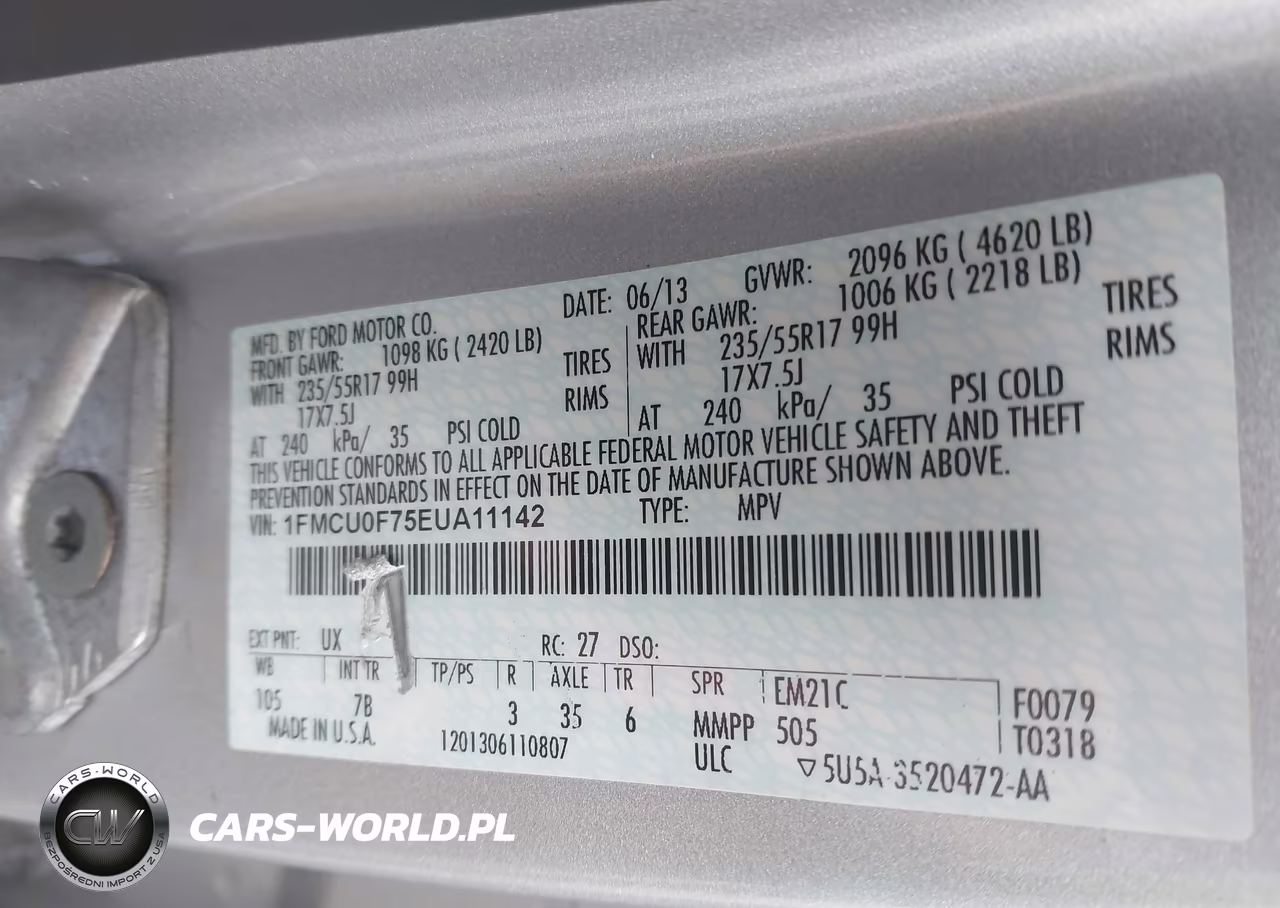 2014 Ford Escape S VIN:1FMCU0F75EUA11142 - 9