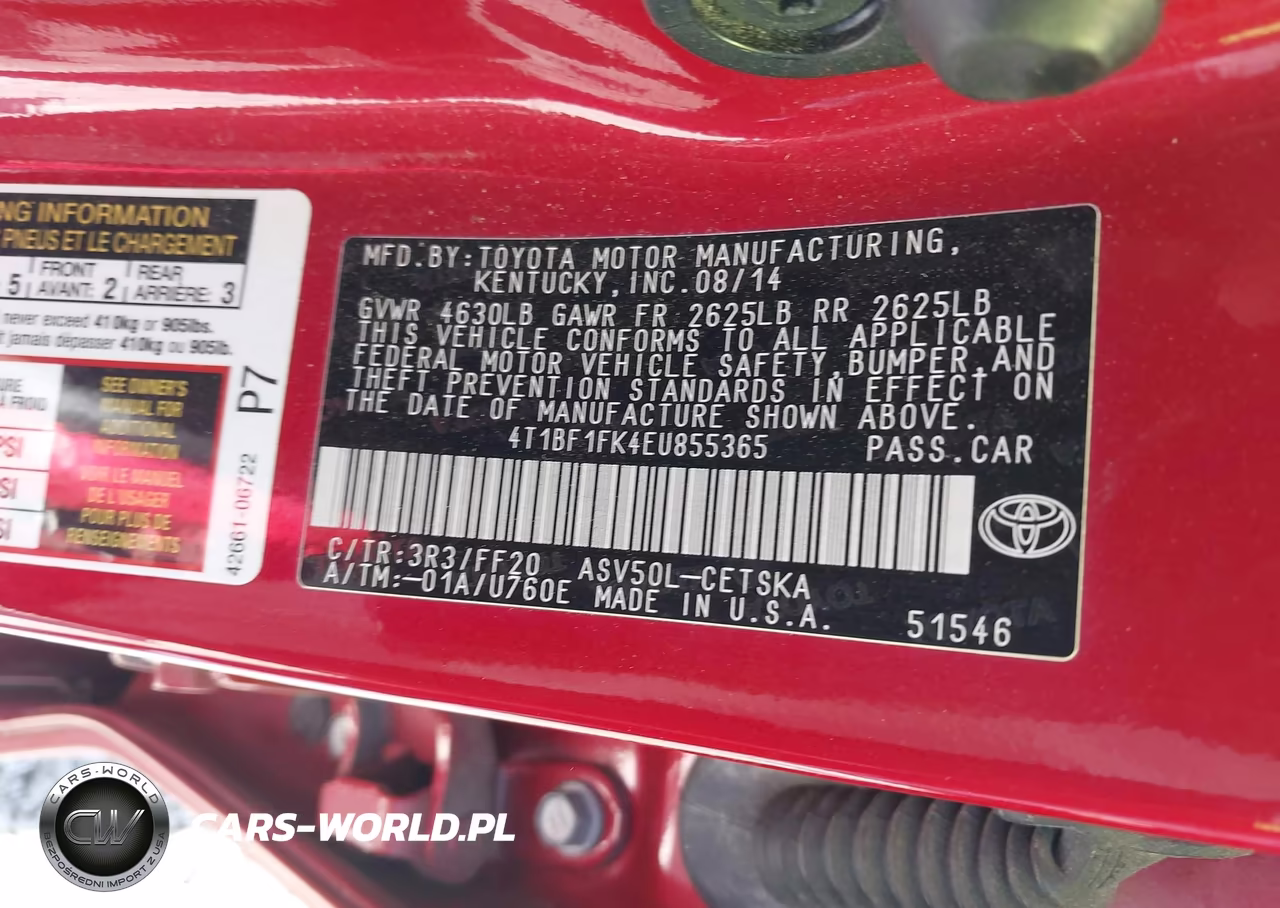 2014 Toyota Camry Se VIN:4T1BF1FK4EU855365 - 9