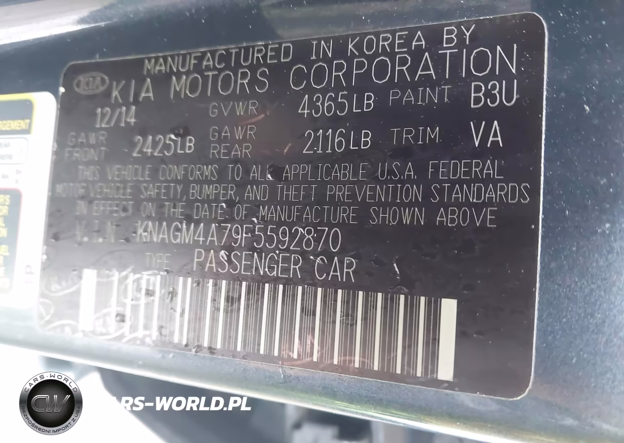 2015 Kia Optima Lx VIN:KNAGM4A79F5592870 - 9