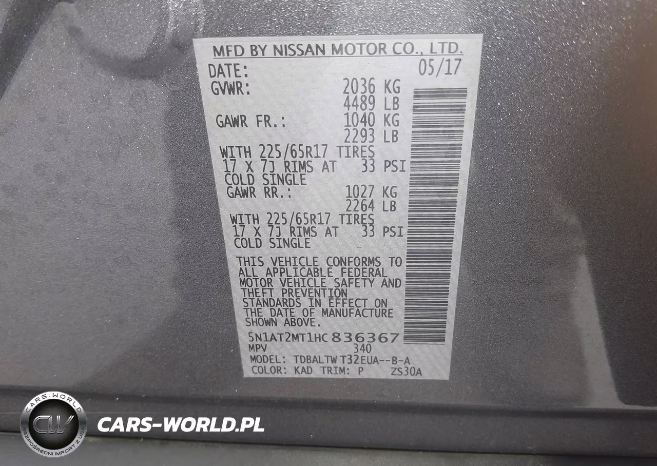 2017 Nissan Rogue Sv VIN:5N1AT2MT1HC836367 - 9