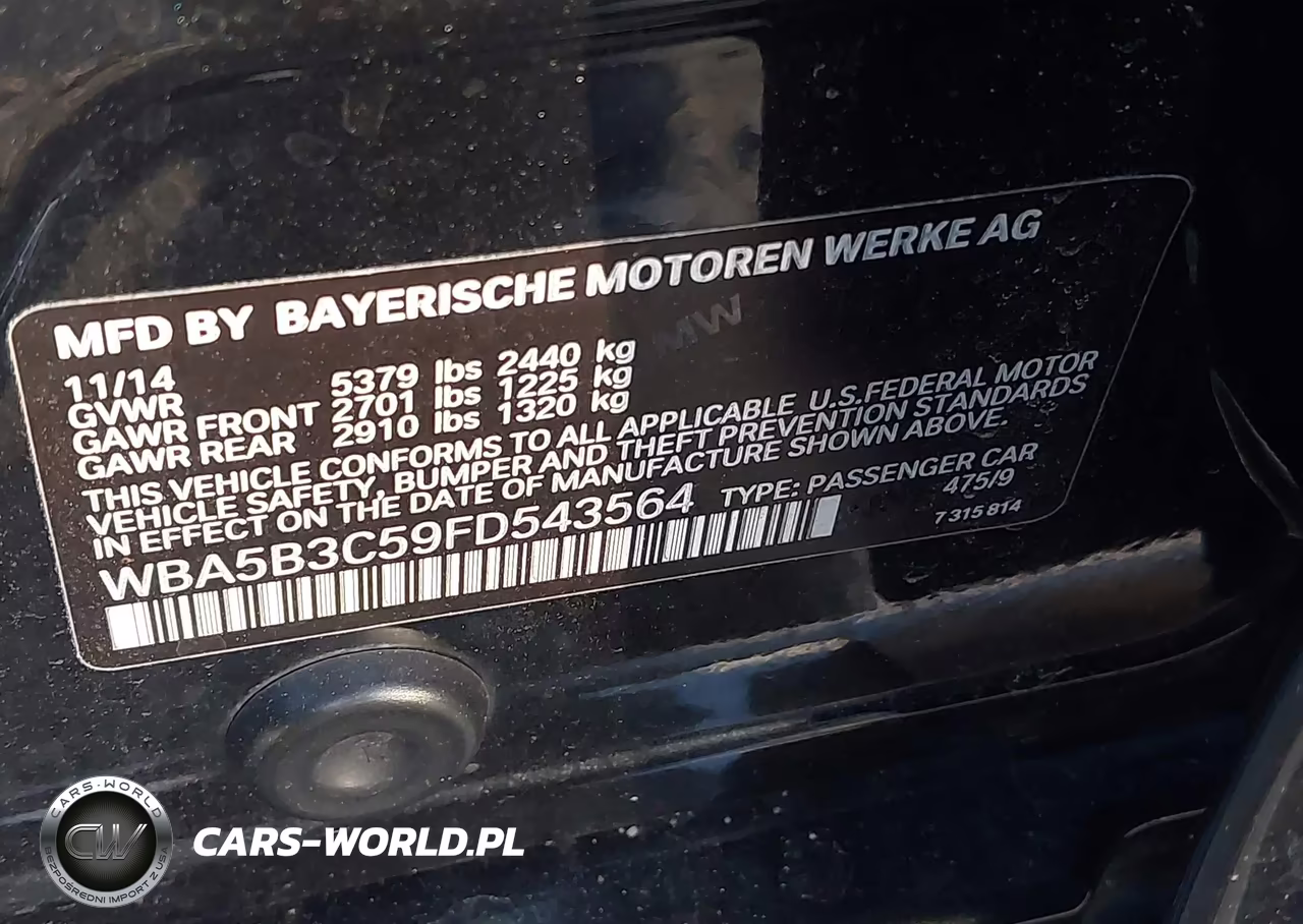 2015 BMW 535I xDrive VIN:WBA5B3C59FD543564 - 9