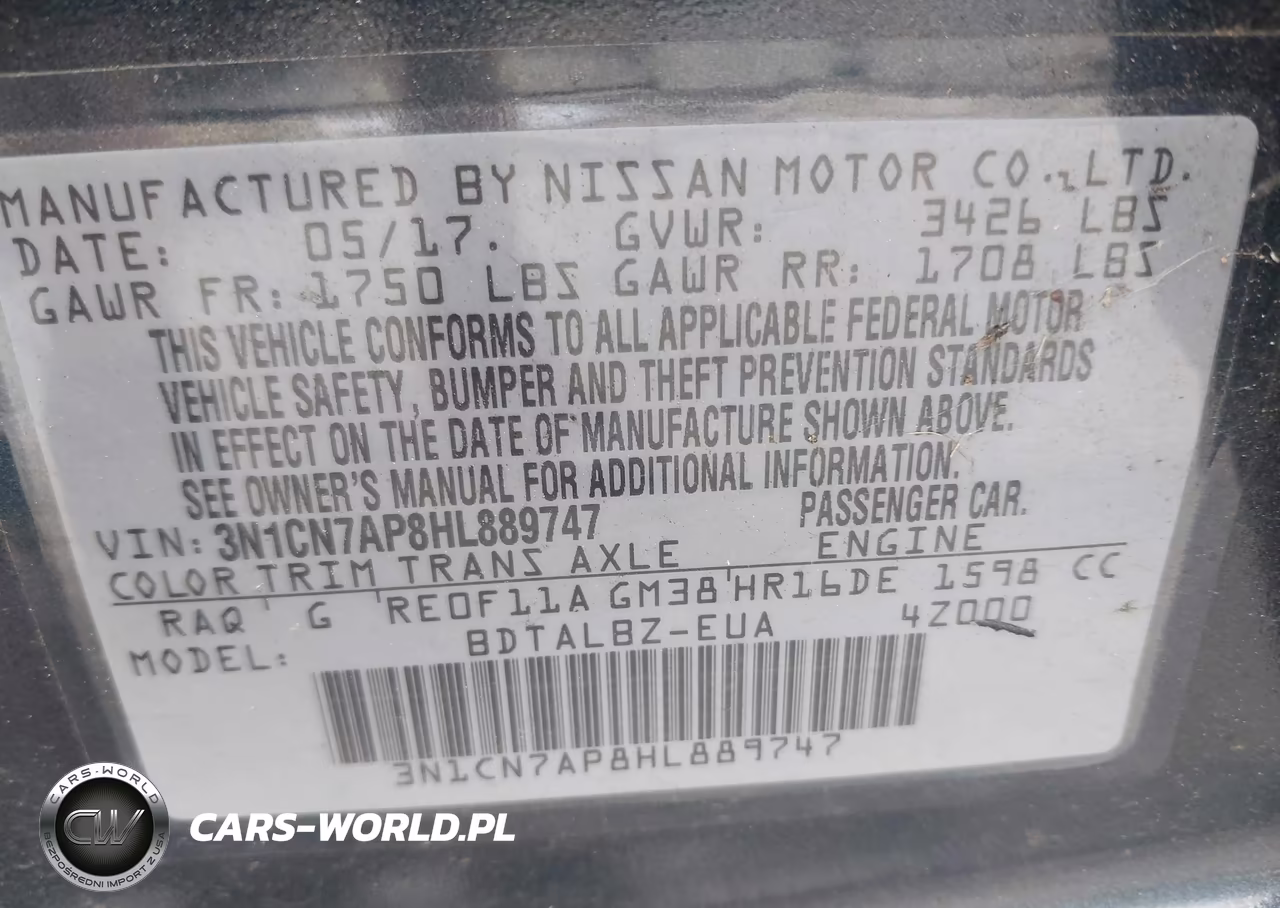 2017 Nissan Versa 1.6 Sv VIN:3N1CN7AP8HL889747 - 9