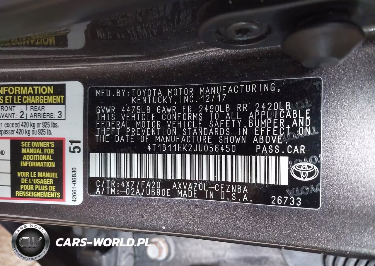 2018 Toyota Camry Le VIN:4T1B11HK2JU056450 - 9