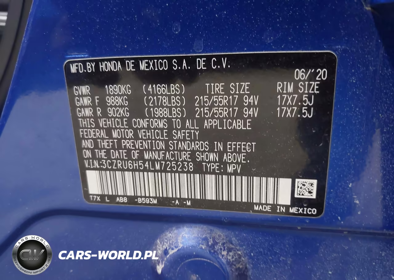 2020 Honda Hr-V Awd Ex VIN:3CZRU6H54LM725238 - 9