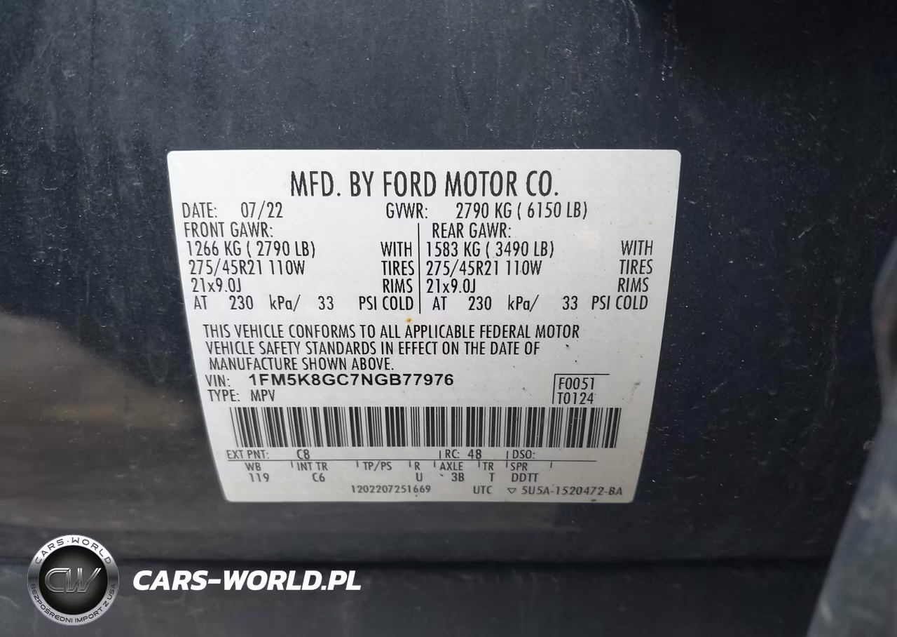 2022 Ford Explorer St VIN:1FM5K8GC7NGB77976 - 9