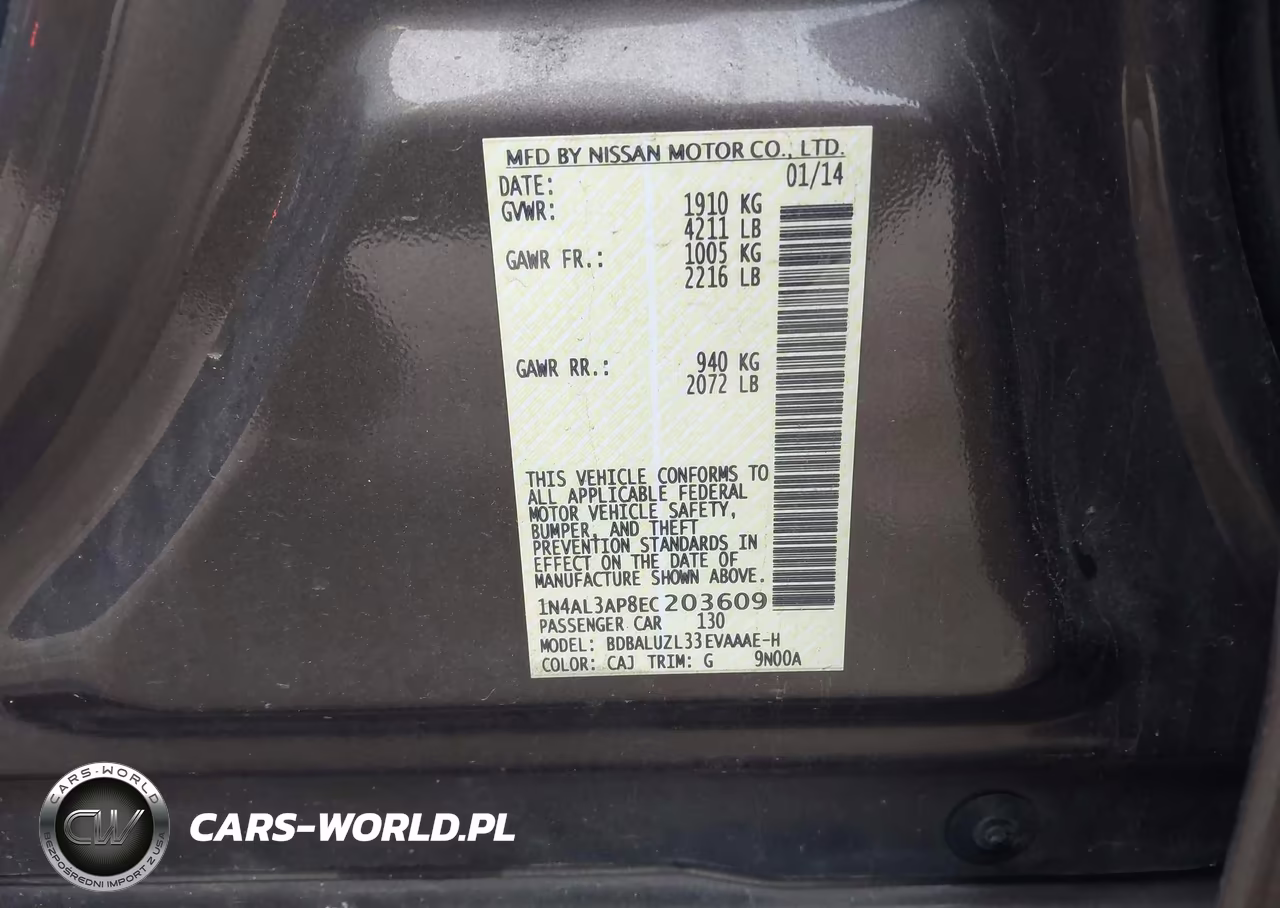 2014 Nissan Altima 2.5 Sv VIN:1N4AL3AP8EC203609 - 9