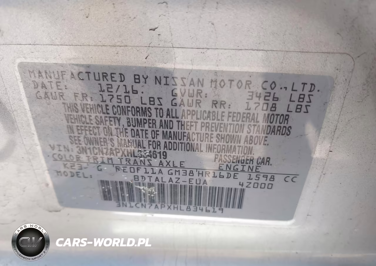 2017 Nissan Versa 1.6 S+ VIN:3N1CN7APXHL834619 - 9