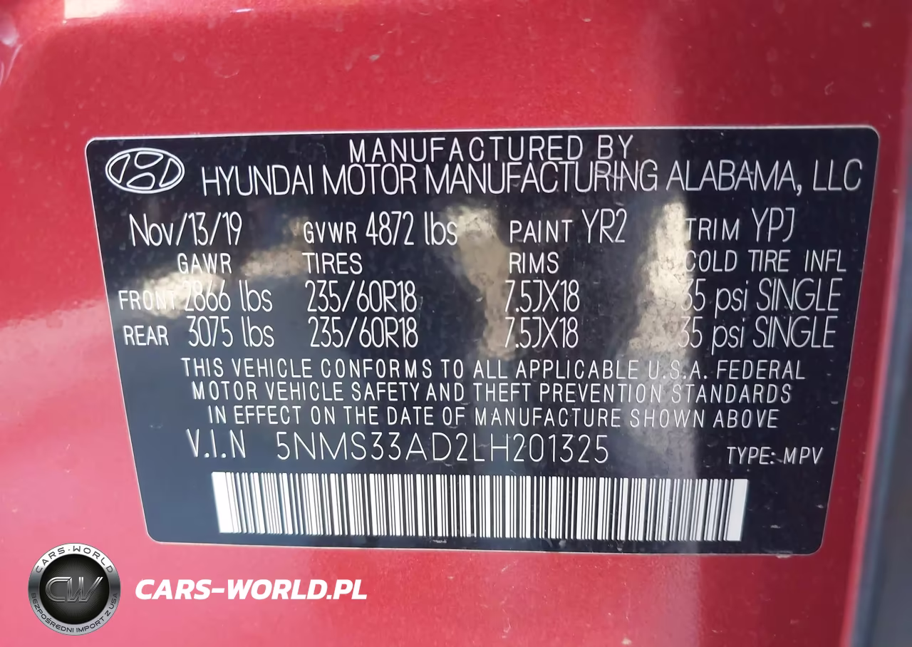 2020 Hyundai Santa Fe Sel VIN:5NMS33AD2LH201325 - 9